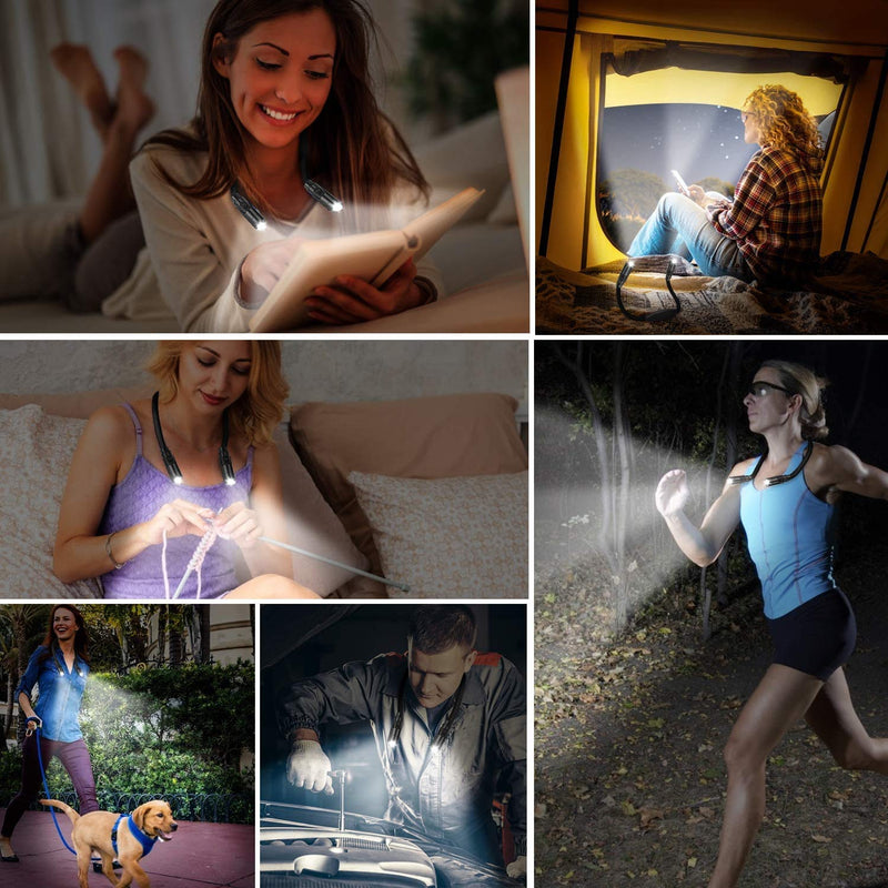 [Australia - AusPower] - LUXJET Book Light for Reading in Bed at Night, USB Rechargeable, 360° Flexible Arm, 3 Modes LED Reading Lights for Knitting, Repair,Travel, Camping (Black) Black 