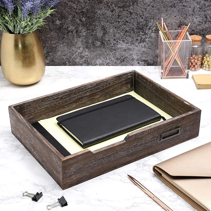 [Australia - AusPower] - Juvale Rustic Wood Stackable Paper Tray for Office and Organization (13.6 x 9.75 in) 