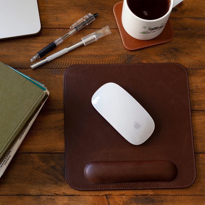 [Australia - AusPower] - Londo Leather Mousepad with Wrist Rest Dark Brown 