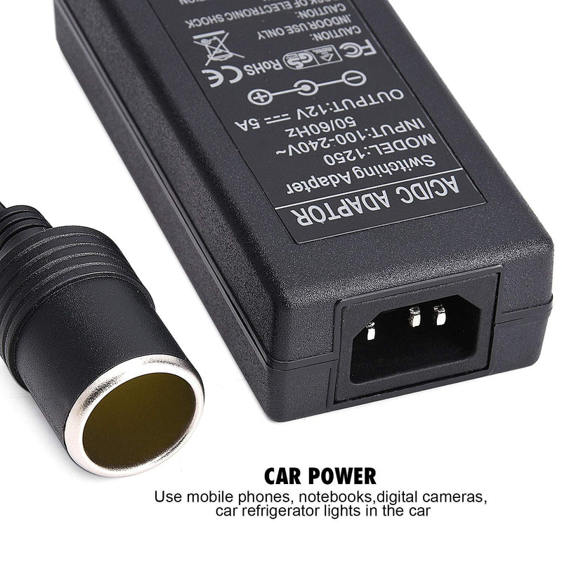 [Australia - AusPower] - Facmogu AC 110-220V to DC 12V 5A 60W Converter, 12V Car Cigarette Lighter Socket AC/DC Power Adapter Power Supply for Car Fan Car Air Purifier Car MP3 Other Car Devices Under 60W 