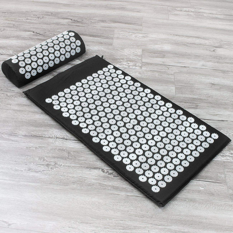 [Australia - AusPower] - Sivan Back and Neck Pain Relief Acupressure Mat and Pillow Set, Chronic Back Pain Treatment - Relieves Your Stress of Lower Upper Back and Sciatic Pain - Black 