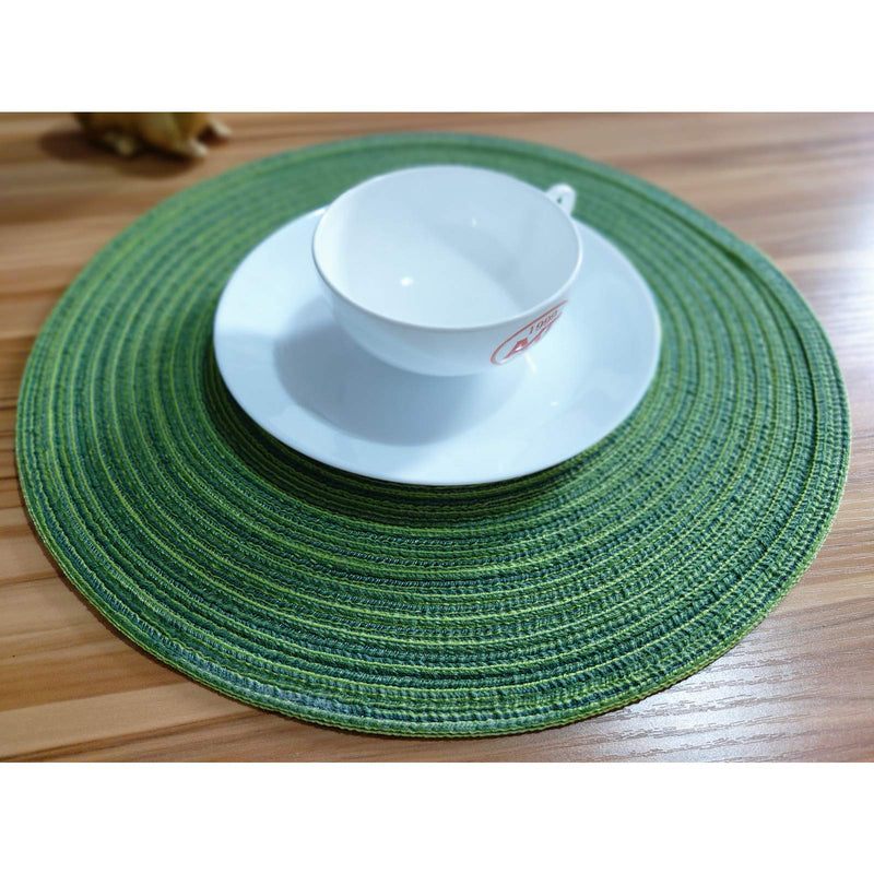 [Australia - AusPower] - Zupro Round Placemats Set of 6,Braided Cotton Table Mats Heat Resistant Non-Slip Washable,for Four Seasons Dinner Parties BBQs Thanksgiving Christmas Birthdays and Indoor Ourdoor Use（Green） 6pcs placemats R-green 