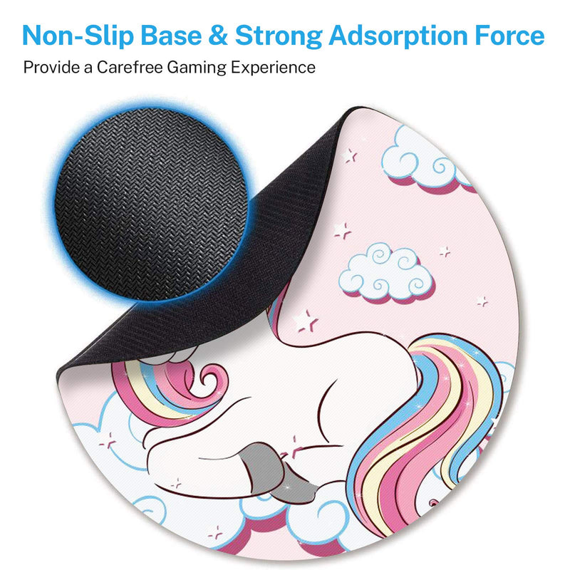 [Australia - AusPower] - Britimes Round Mouse Pad, Cute Colorful Unicorn for Kid Premium-Textured Mouse Mat, Small Non-Slip Rubber Base Round Mousepad with Designs for Working and Gaming Pink Unicorn 