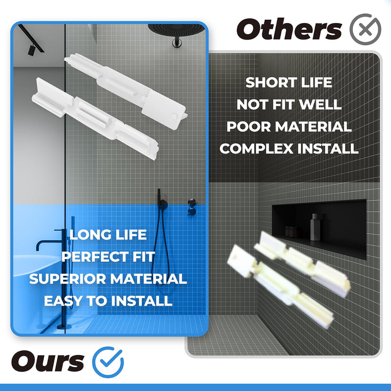[Australia - AusPower] - PalpitateC Sliding Shower Door Bottom Sill Guide fits for Sliding Shower Door Systems Shower Door Parts Bottom Guide for Glass Shower Door Track Guide White Nylon - 2 Pack 