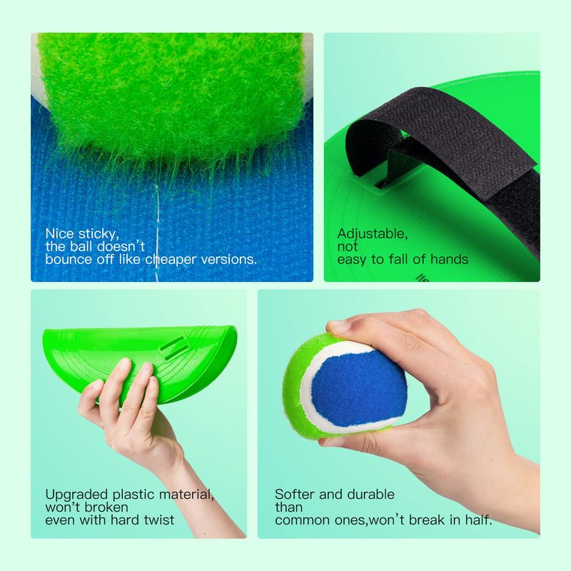[Australia - AusPower] - EVERICH TOY Beach Toys Outside Toys for Kids Ages 4-8-Lawn Game Ball Catch Games Paddle Toss-Upgraded Version Outdoor Games Sand Toys for Kids/Family Boys and Girls Gifts(2 Rackets,2Balls,1 Bag) Blue+green 