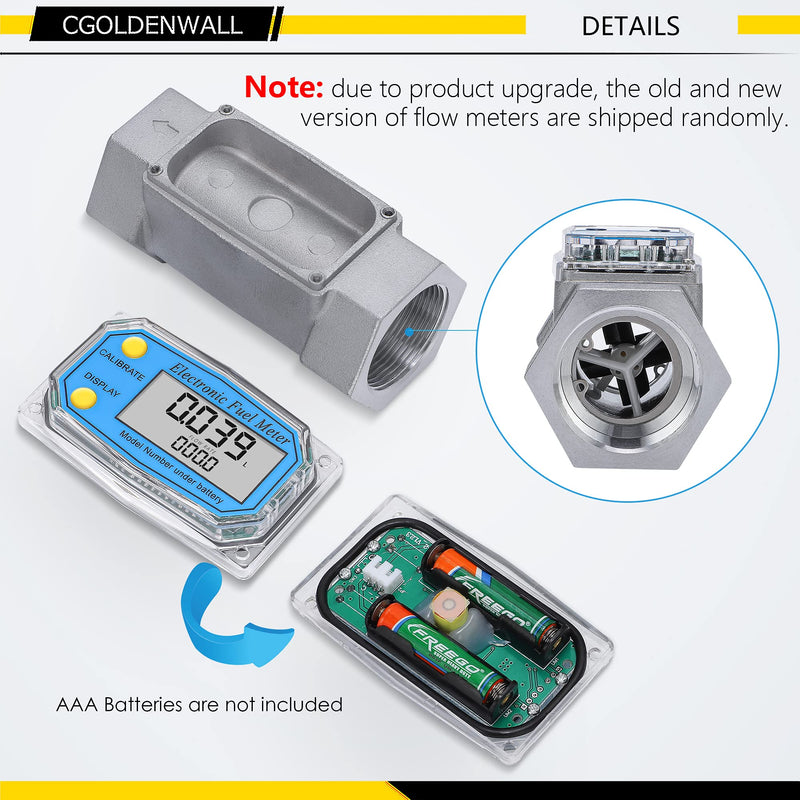 [Australia - AusPower] - CGOLDENWALL 1.5 Inch Turbine Flow Meter LCD Digital Display Flowmeter with 1.5" Inlet/Outlet, Flowmeter for Diesel Kerosene Gasoline, Flow Rate Range 10-73.5 GPM 