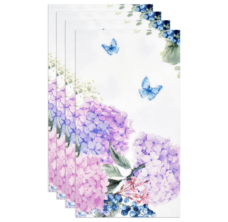 [Australia - AusPower] - 100 Hydrangea Flowers Guest Napkins Easter Floral Disposable Paper Dinner Napkin Towels Decorative Purple Pink Blue Flower for Wedding Bathroom Bridal Shower Party Butterfly Summer Spring Hand Towel 