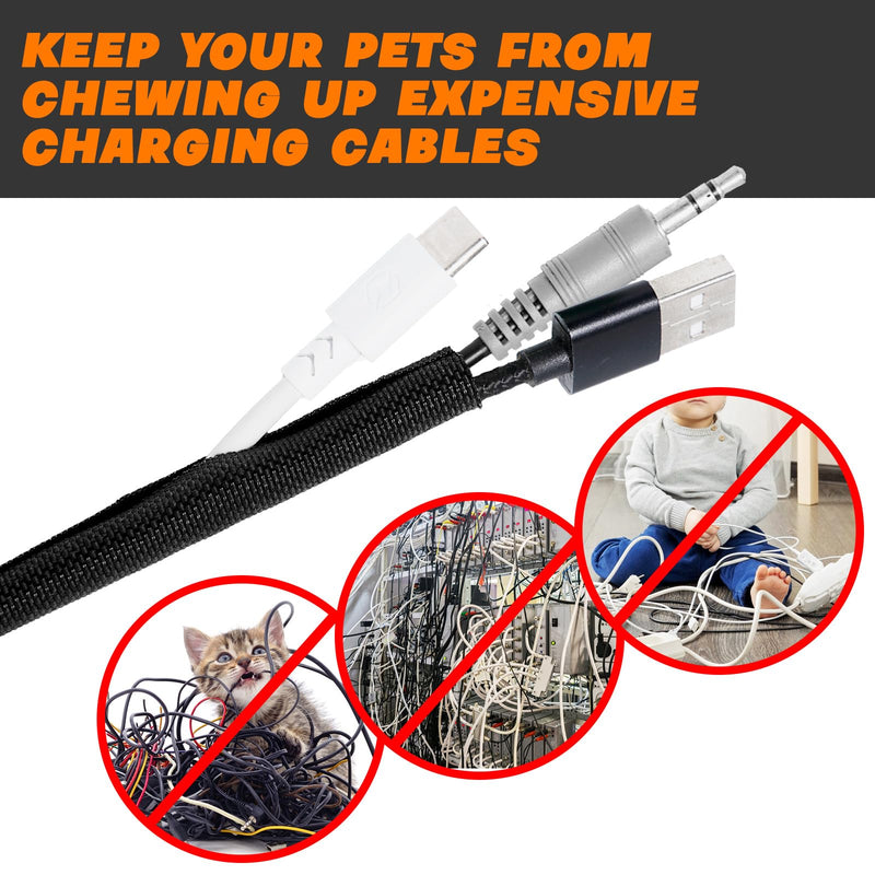 [Australia - AusPower] - Split Braided Sleeve Cable Management Wire Loom Cord Covers for High-Temperature Automotive Harness and Home Cable Management, 15ft - 1 inch Self-Wrapping Tubing Cord Protector 1"-15 Feet 