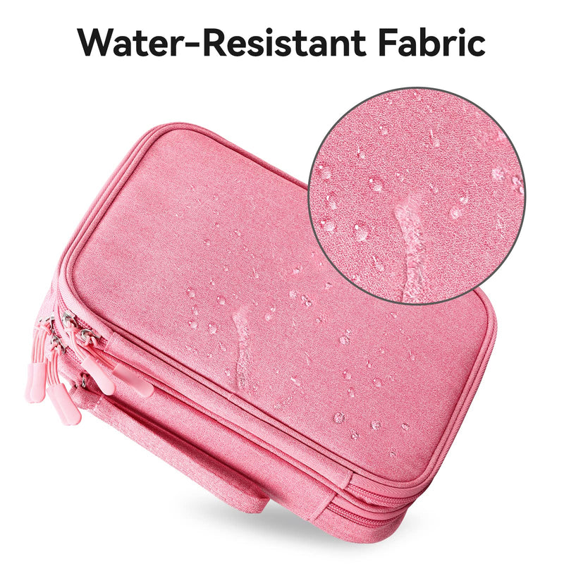 [Australia - AusPower] - Bevegekos Large Electronics Organizer, Travel Accessories Cord Organizer Pouch for 7.9 Inch Tablet, Cables, Charger, Power Adapter, 2 Layers (Large, Rosy Pink) 