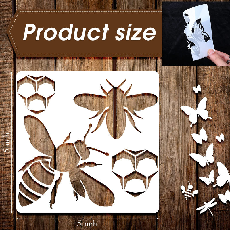 [Australia - AusPower] - 20 Pieces Stencil Template for Painting Reusable Animal Plant Stencil Spring Summer Winter Template, DIY Christmas Stencils for Painting on Wood Wall Home Decor (Bee Butterfly) Bee Butterfly 