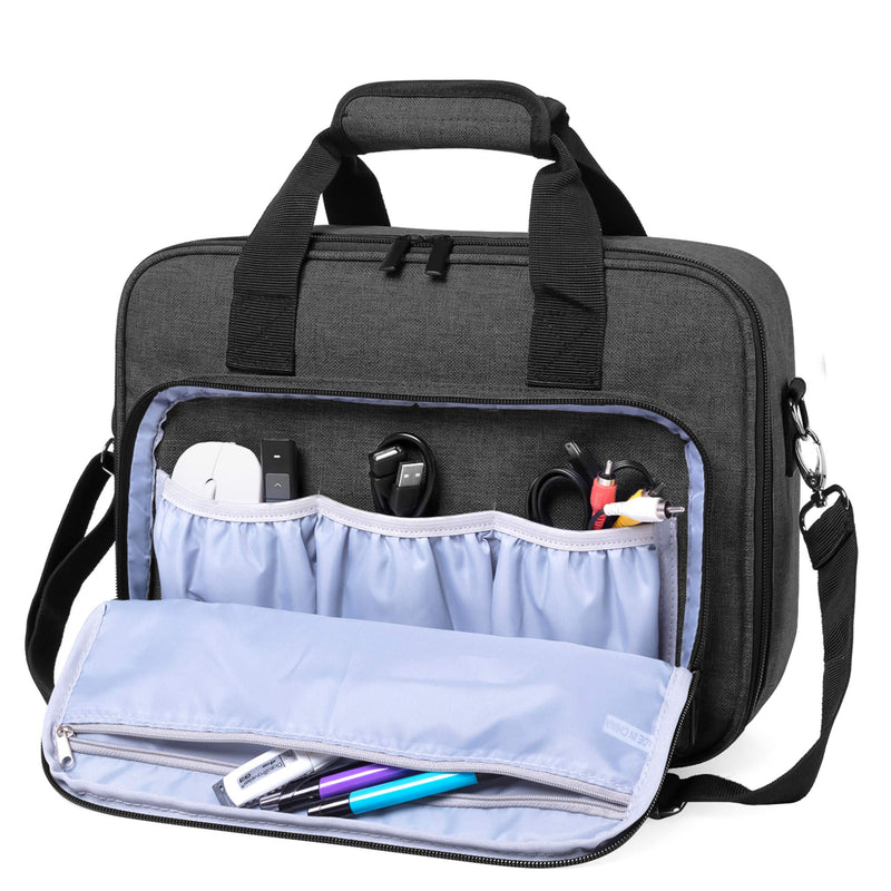 [Australia - AusPower] - Luxja Projector Case, Projector Bag with Accessories Storage Pockets (Compatible with Most Major Projectors), Medium(13.75 x 10.5 x 4.5 Inches), Black 