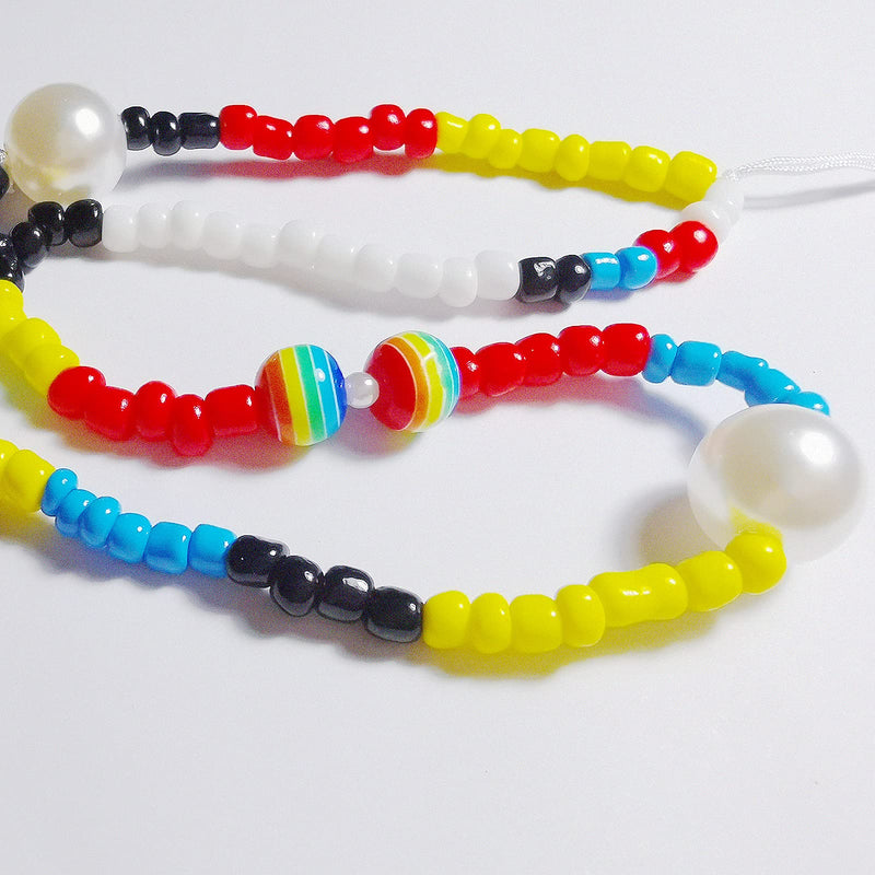 [Australia - AusPower] - Beaded Cell Phone Pearl Colorful Beads Lanyard Hand Wrist Strap Anti-Lost for Purse Keychain MP4 Camera Women Girls (Snow White) snow white 