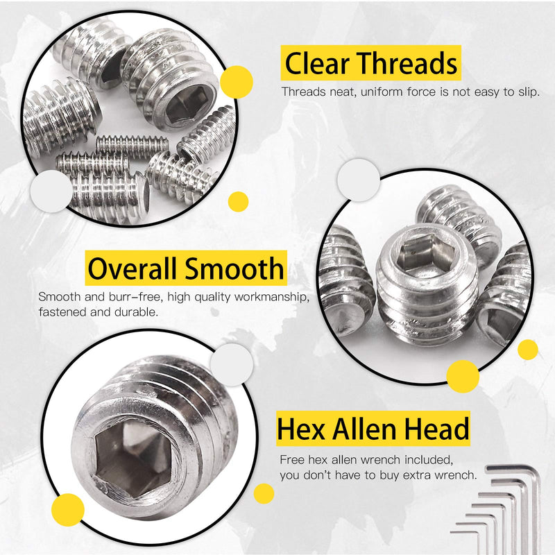 [Australia - AusPower] - Hilitchi 100Pcs SAE Stainless Hex Allen Head Socket Set Screws Grub Screw Bolts Assortment Kit Internal Hex Drive Cup-Point Screws #8-32 x 5/16 #8-32 x 5/16"-100Pcs 