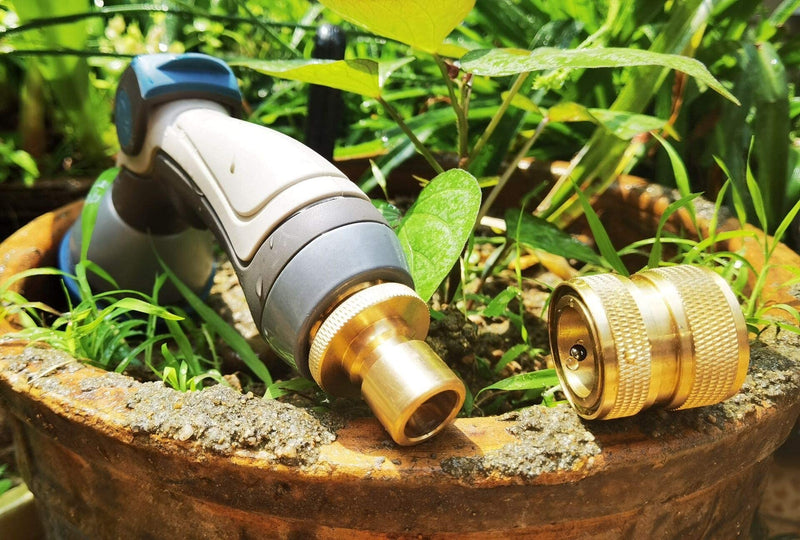 [Australia - AusPower] - PLG Garden Hose Quick Connect Fittings - 3/4" Genuine Brass Leak-free Hose Connector - Sturdy and Easy to Connect/Disconnect - Extra Washers Included - 4 Female + 4 Male C 4F+4M 