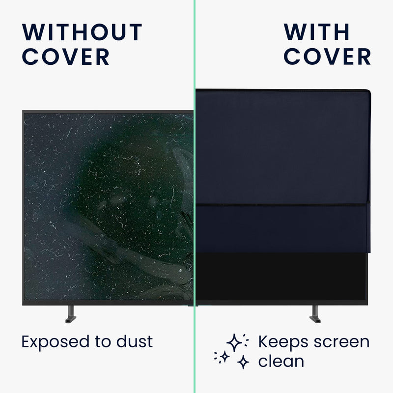 [Australia - AusPower] - kwmobile Dust Cover for 55" TV - Fabric Case TV Protector for Flat Screen TVs - Dark Blue 