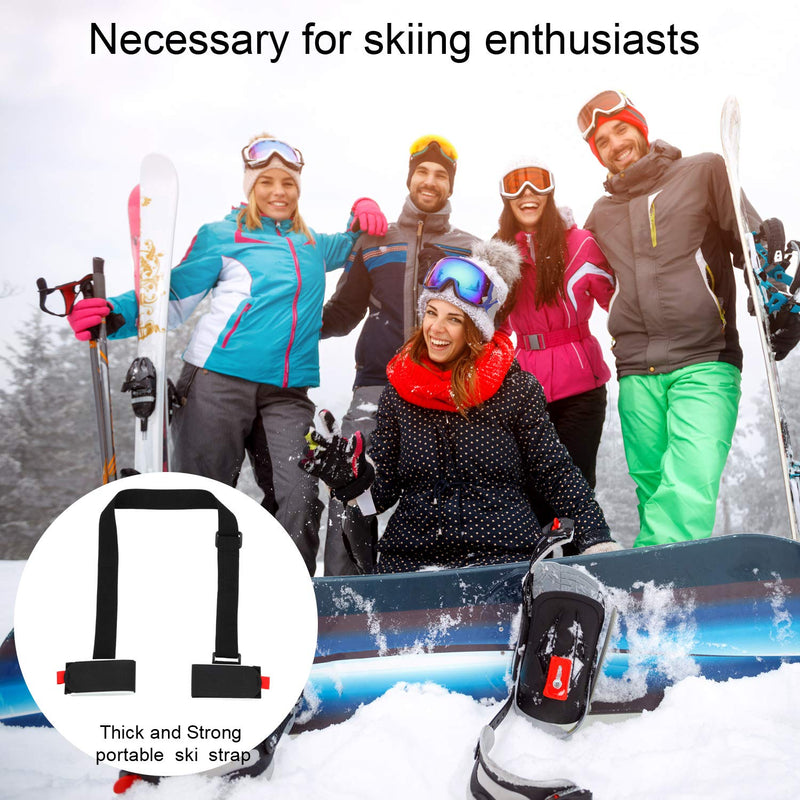 [Australia - AusPower] - Strong and Thick Ski Straps 4 Packs Ski Carrier Strap Adjustable Shoulder Carrier Lash Handle Straps with Cushioned Fastener Tape Strap Loop for Adults Kids (Black) 