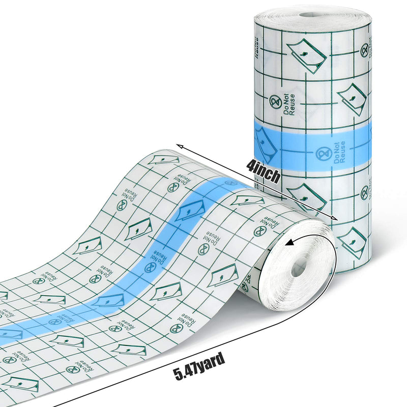 [Australia - AusPower] - 4 Rolls Transparent Stretch Adhesive Bandages Waterproof Clear Bandage Protective Adhesive Bandages Dressing Tape (4 Inch x 5.47 Yard) 4x196.92 Inch (Pack of 4) 