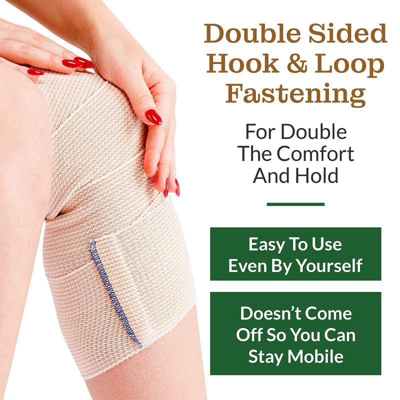 [Australia - AusPower] - Premium Elastic Bandage Wrap (4” Wide, 6 Pack) - Nexskin Latex Free Athletic/Medical Compression Bandages Hook & Loop Fasteners at Both Ends - Lifetime Washable & Reusable USA Organic Cotton Bandage 4 Inch (Pack of 6) 