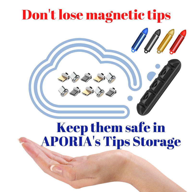 [Australia - AusPower] - Aporia 2-Pack of 3-Different Kinds of Magnetic Charging USB Tips Storage | Cord Holder Cable Organizer Connector Head Plug Adapter (Black, Red and Blue, Aporia 5PIN) Black, Red and Blue 