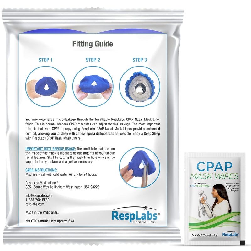 [Australia - AusPower] - resplabs CPAP Mask Liners - Universally Compatible with Most Nasal Masks, Multi-fit - Reusable, Washable Cushion Covers - 4 Liner Pack Universal - 4 Pack 