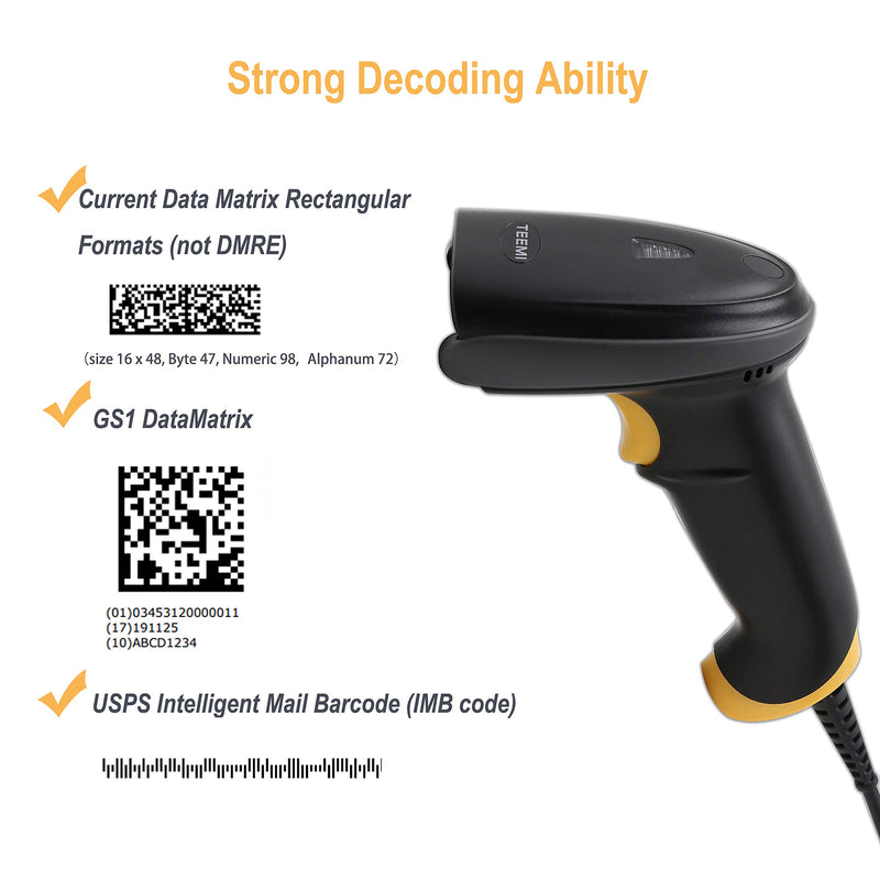 [Australia - AusPower] - TEEMI 2D Barcode Scanner USB Wired Handheld Automatic QR Data Matrix PDF417 bar Codes Imager for Mobile Payment Computer Screen Scan (Stand Included) Stand Included 