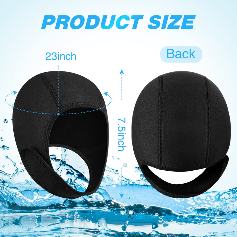 [Australia - AusPower] - Jecery 2 Pcs Neoprene Diving Hood Thermal Wetsuit Hood Cap Swim Caps with Chin Straps Snorkeling Neoprene Surf Beanie 2.5 mm Diving Cap Headgear for Men Women Sailing Water Sports 