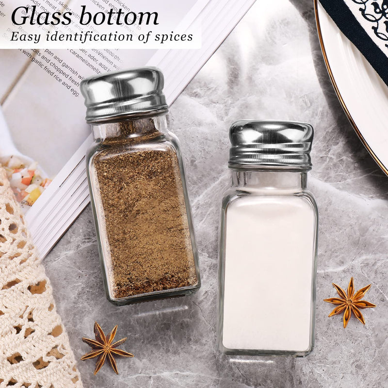 [Australia - AusPower] - Glass Salt and Pepper Shakers Set ,DWTS Salt Shakers with Stainless Steel Lid-Clear Glass Spice Jars,Clear to Know When to Fill,Best Farmhouse Kitchen Decoration Transparent Glass 