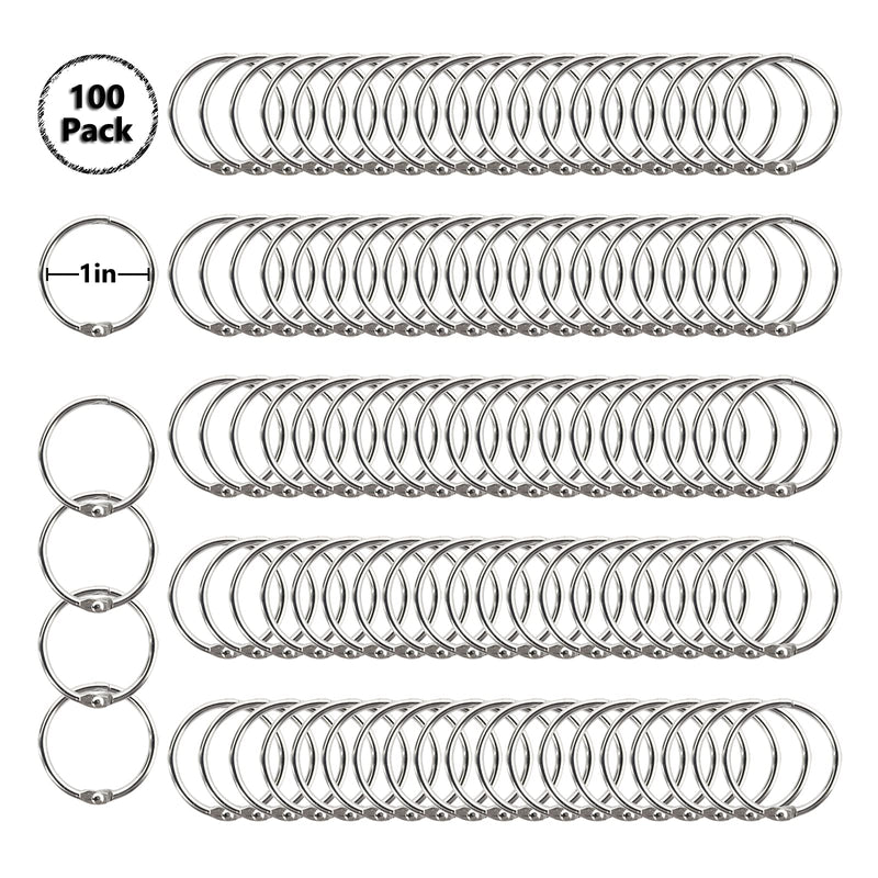[Australia - AusPower] - Loose Leaf Binder Rings 1-Inch（100 Pack） Office Book Rings, Nickel Plated Steel Binder Rings, Key Rings, Metal Book Rings, for School，Sliver 