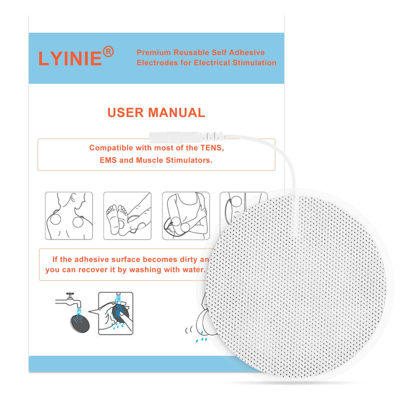 [Australia - AusPower] - LYINIE TENS Unit Pads 3" Round Electrodes - Compatible with Most TENS Machines, Replacement Pads Electrode Patches for Electrotherapy, 20 Count 