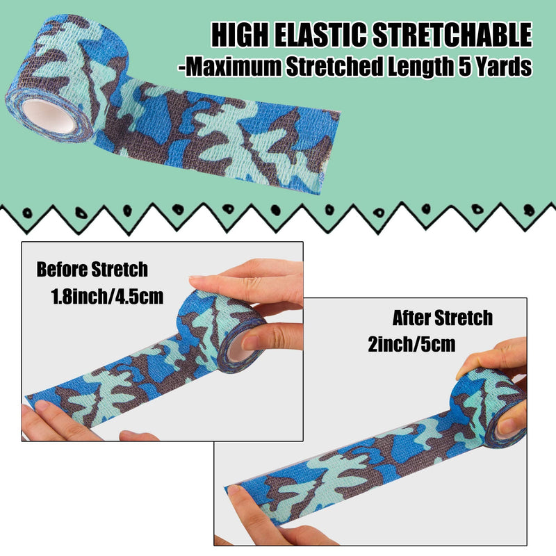 [Australia - AusPower] - HOCTRAKA 24Pack Self Adhesive Tape Vet Wrap Flex Bandages Leg Wrap Adherent Non-Woven for Dog Cat Horse Pet Animals Ankle Sprains & Swelling 2 Inch 5 Yards (Assorted Patterns) 