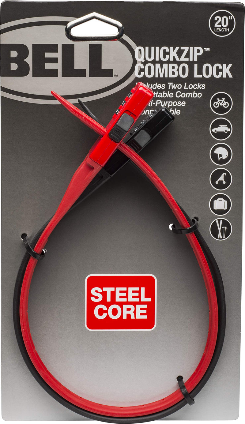 [Australia - AusPower] - Bell QuickZip Zip-Tie Multi-Purpose Combo Lock 2 Pack Red/Black, One Size 