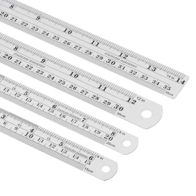 [Australia - AusPower] - Mr. Pen Steel Rulers, 6, 8, 12, 14 inch Metal Rulers, Pack of 4 Original version 