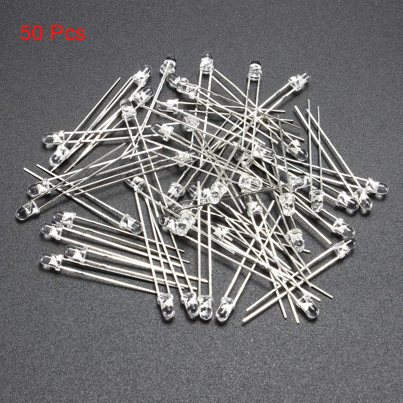 [Australia - AusPower] - uxcell 50pcs 3mm 940nm Infrared Emitter Diode DC 1.2V LED IR Emitter Light Emitting Diodes Clear Round Head 