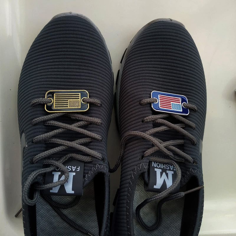[Australia - AusPower] - SU LIFE Bronze USA Flag Rectangular Paracord Bracelet Accessories or Shoelace Decoration Alloy Rectangle with Rounded Corners and 2 Holes 