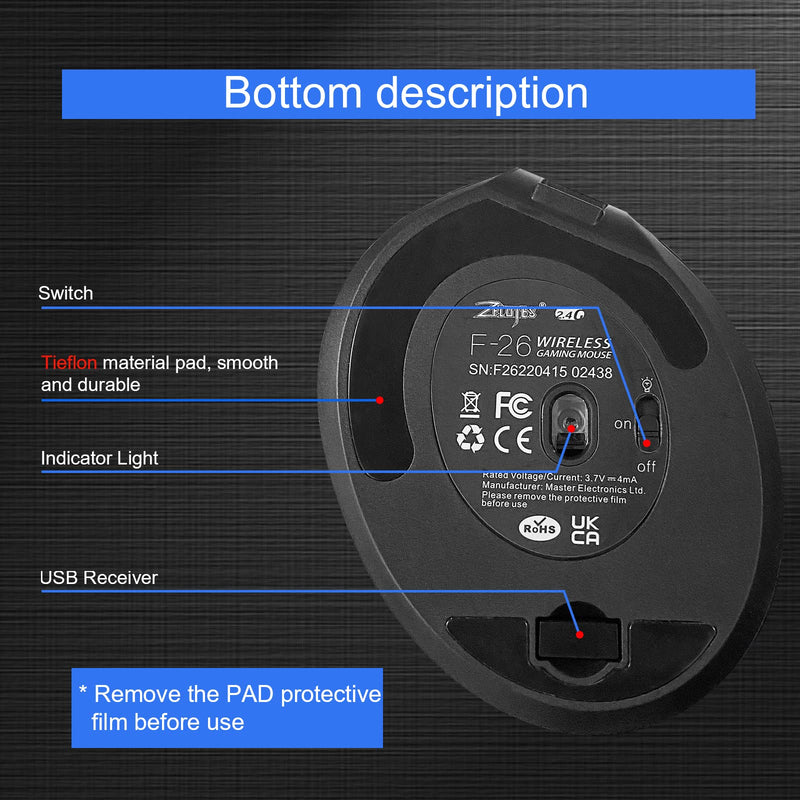 [Australia - AusPower] - Wireless Vertical Mouse, 2.4G Wireless Ergonomic Vertical Computer Mouse with 3 Adjustable DPI 1000/1600/2400, Rechargeable Laptop Mouse-Reduce Wrist Pain Compatible with PC, Desktop,Mac (Black)… Black 