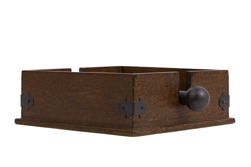 [Australia - AusPower] - Creative Co-op Square Wood Napkin Holder With Metal Bar, Large, brown,CG0232 