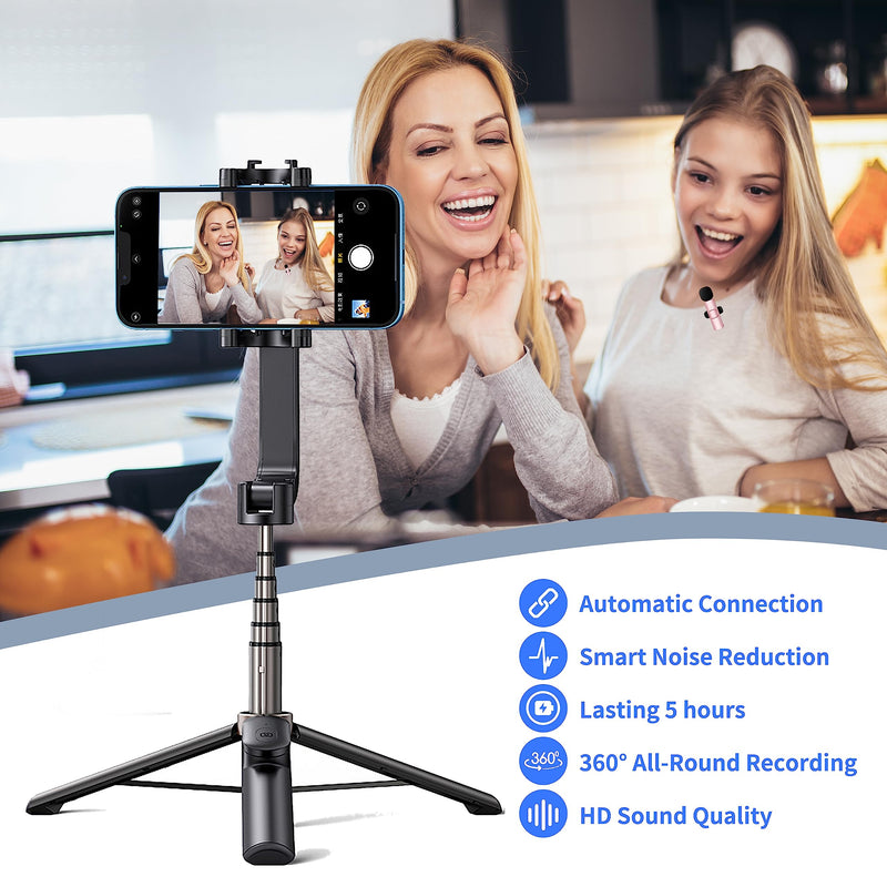 [Australia - AusPower] - LAGIZOEC Pink Wireless Lavalier Microphone for iPhone iPad, Cordless Omnidirectional Condenser Recording Microphones, Professional Plug-Play Mini Mic for Interview Video Podcast Vlog YouTube 