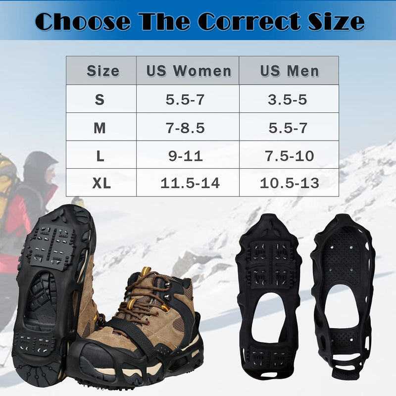 [Australia - AusPower] - Shaddock Fishing Ice Cleats for Shoes Boots, Ice Snow Traction Cleats for Walking on Ice Snow Anti Slip Crampons Walk Cleats Overshoe Stretch Footwear for Men Women Climbing Hiking 24 Steel Crampons Small(3.5-5men/5.5-7women) 