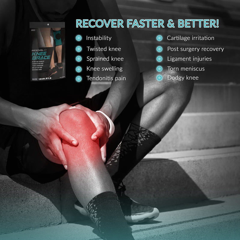 [Australia - AusPower] - MODVEL Professional Knee Brace | Knee Compression Sleeve Support | FSA or HSA eligible | Medical Grade Knee Pads for Running, Meniscus Tear, ACL, Arthritis, Joint Pain Relief. Black Small 