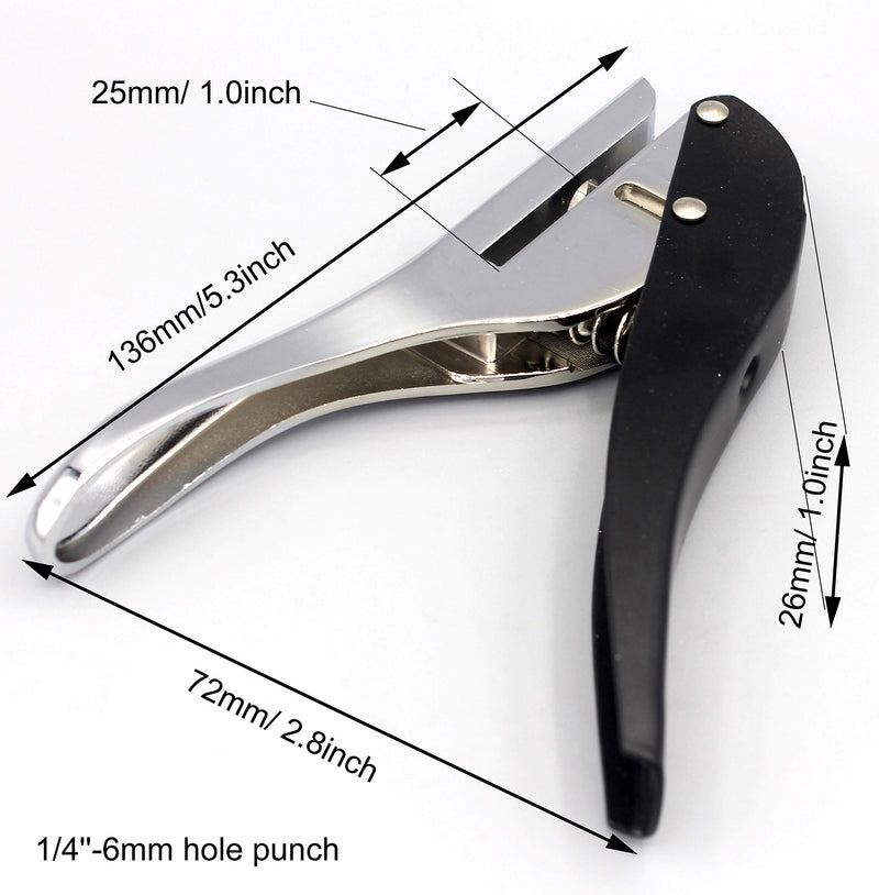 [Australia - AusPower] - Kucaa Metal Silver Hand-held 1/4 inch 6mm Round Heavy Duty Single Circle Hole Punch for ID Cards PVC Cards Badge Photos 1/4''-6mm 