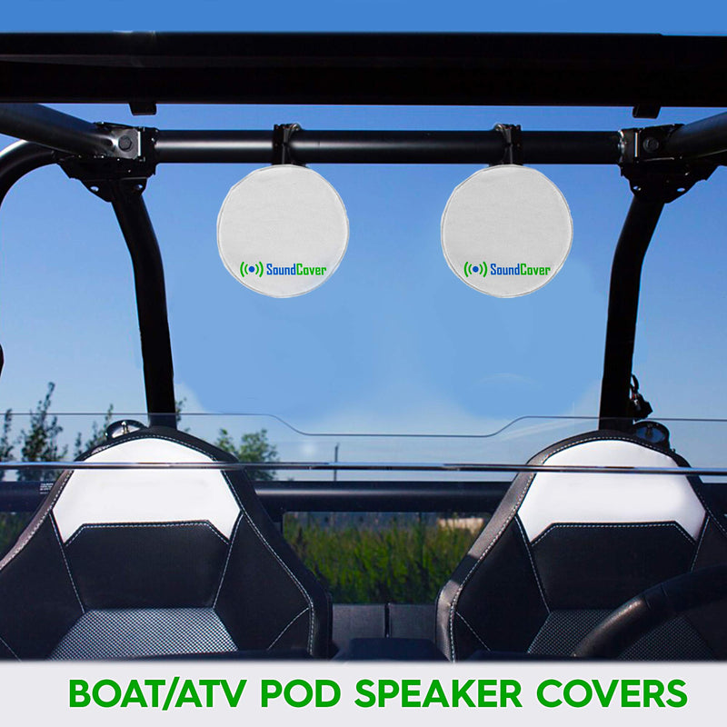 [Australia - AusPower] - 2 White Heavy Duty Marine Speaker Covers for Round 6.5" & Oval 6x9 Boat ATV Wakeboard Tower Pod Speakers - Fits Boss Audio, MCM Custom Audio, Rockville Marine Speakers (Size H 9.8" x W 9.8" x D 12") 
