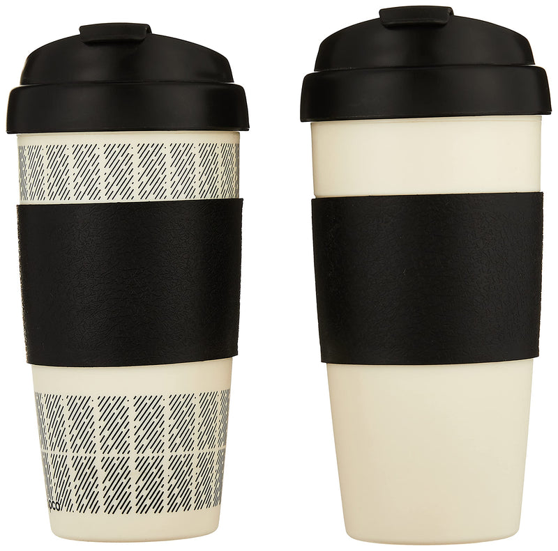 [Australia - AusPower] - Copco Reusable Set of 2 Insulated Double Wall Travel Mugs, 2 Count (Pack of 1), White/Black 16 ounces 