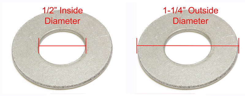 [Australia - AusPower] - 1/2" Stainless Flat Finish Washer, 1-1/4" Outside Diameter (20 Pack)- Choose Size, by Bolt Dropper, 18-8 (304) Stainless Steel 1/2" x 1-1/4" - 20 pcs 