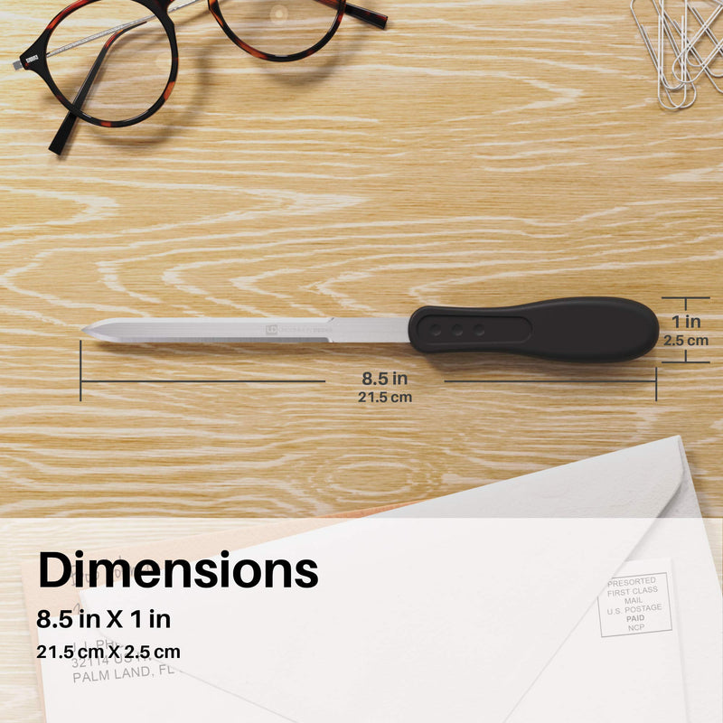 [Australia - AusPower] - Uncommon Desks Office Letter Opener - Multi-Pack, Stainless Steel Blade, Ergonomic Grip Handle (Black, 6 Pieces) 6 Pack Black 