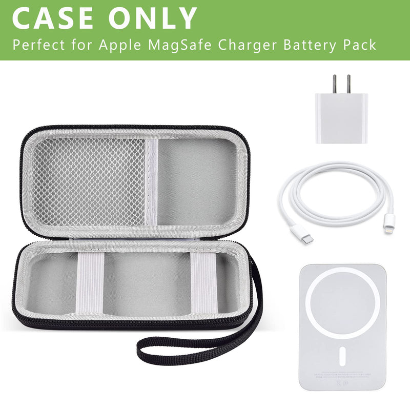 [Australia - AusPower] - Case Compatible with Apple MagSafe Charger Battery Pack, Holder for Mag Safe Magnetic Power Bank for iPhone 12, Storage with Strap & Mesh Pocket for 20W USB-C Power Adapter and Cable (Case Only) 