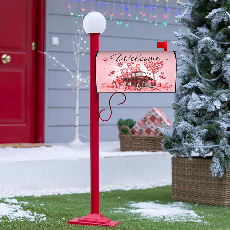 [Australia - AusPower] - Valentine's Day Mailbox Cover Magnetic Welcome Love Heart Truck Mailbox Wraps Post Letter Box Cover for Garden Yard Home Decor Standard Size 21" x 18" Valentine's Day 