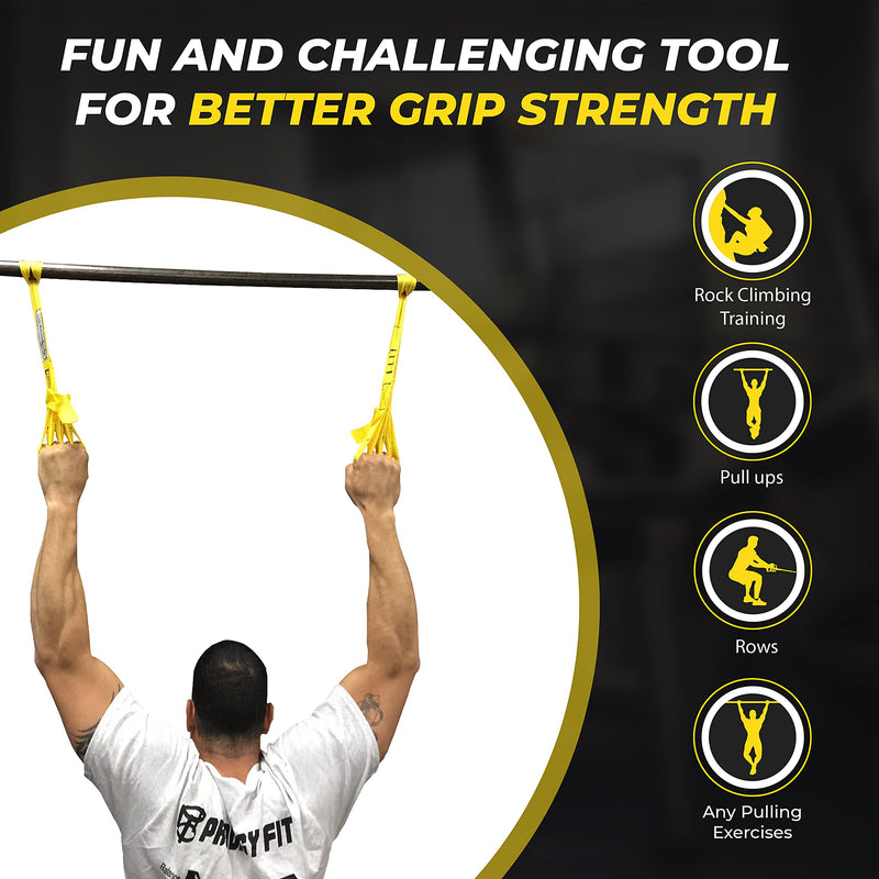 [Australia - AusPower] - Core Prodigy Talon Pull Up Grip Strength Straps - Nylon Finger and Thumb Loops for Grip Training, Rock Climbing, Hand and Arm Strengthener Black 