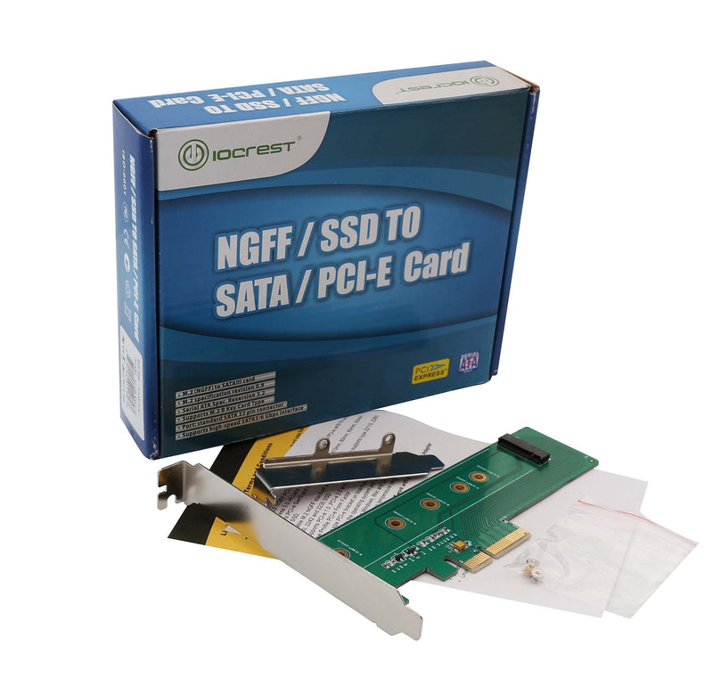 [Australia - AusPower] - I/O Crest M.2 NGFF PCIe SSD to PCI Express 3.0 x4 Host Adapter Card - Support M.2 M-Key PCIe (NVMe or AHCI) Type 22110, 2280, 2260, 2242 