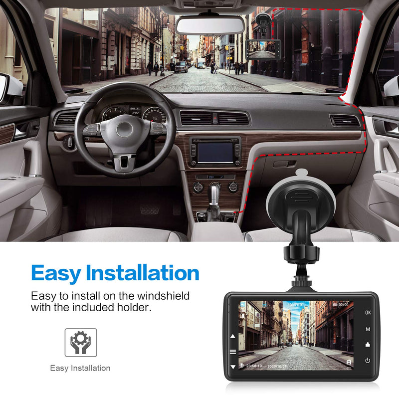 [Australia - AusPower] - Dash Cam Front with 32G SD Card, BOOGIIO 1080P FHD Car Driving Recorder 3'' IPS Screen 170°Wide Angle Dashboard Camera Aluminum Alloy Case, WDR G-Sensor Parking Monitor Loop Recording Motion Detection 