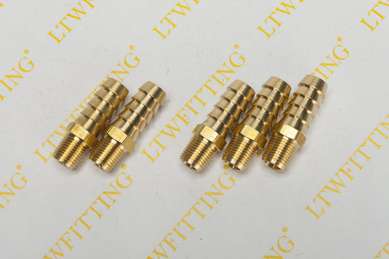 [Australia - AusPower] - LTWFITTING Brass Fitting Coupler 3/8-Inch Hose Barb x 1/8-Inch Male NPT Fuel Gas Water(Pack of 5) 